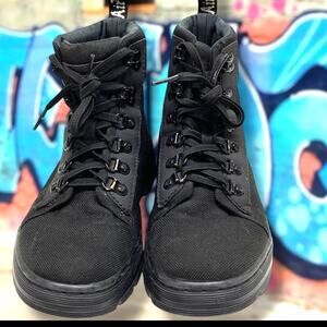 Women's Size 6 DR. MARTENS COMBS W Black Canvas/Vegan Leather Combat Boots EUC